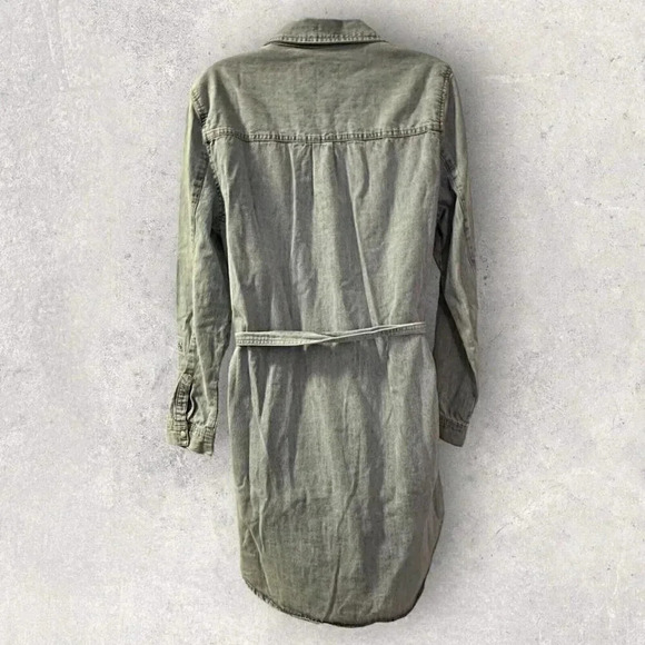 TOAST Jeans light denim shirt dress w/ pearl snaps and belt size Med - Picture 7 of 14